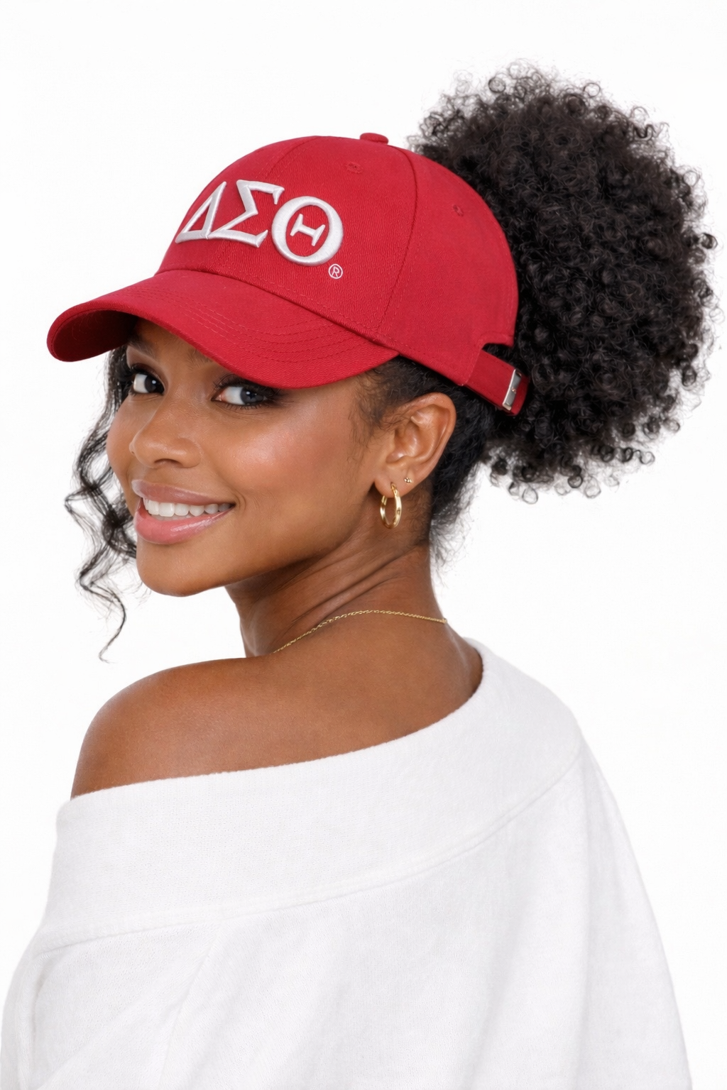 ΔΣΘ Open Back Satin-Lined Baseball Cap